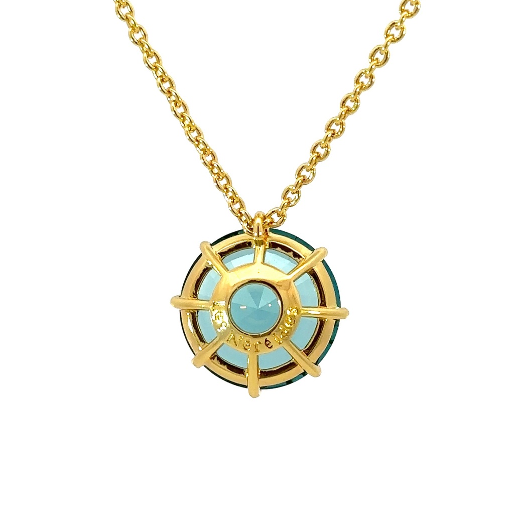 La diamantina acqua azzurra round stone pendant necklace