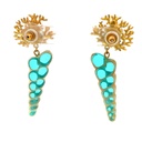 Seashell inside and golden coral post earrings