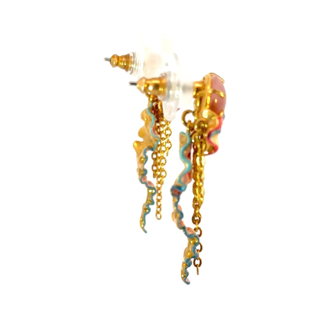 Colourful jellyfish and light blue faceted crystal post earrings