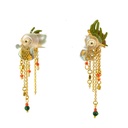 Duo of koalas, pink eucalyptus & malachite bead earrings