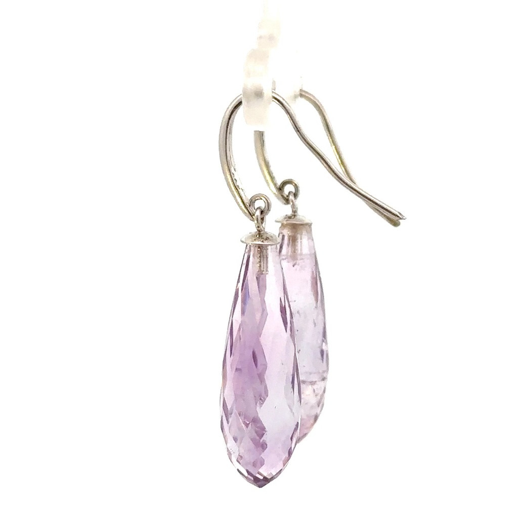Silver amethyst briolette drop earrings