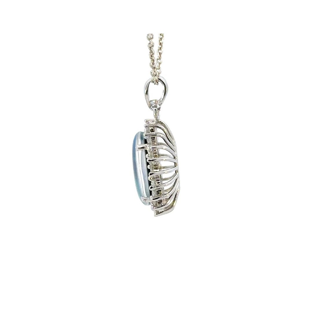 Triplet opal pendant in silver with cz halo