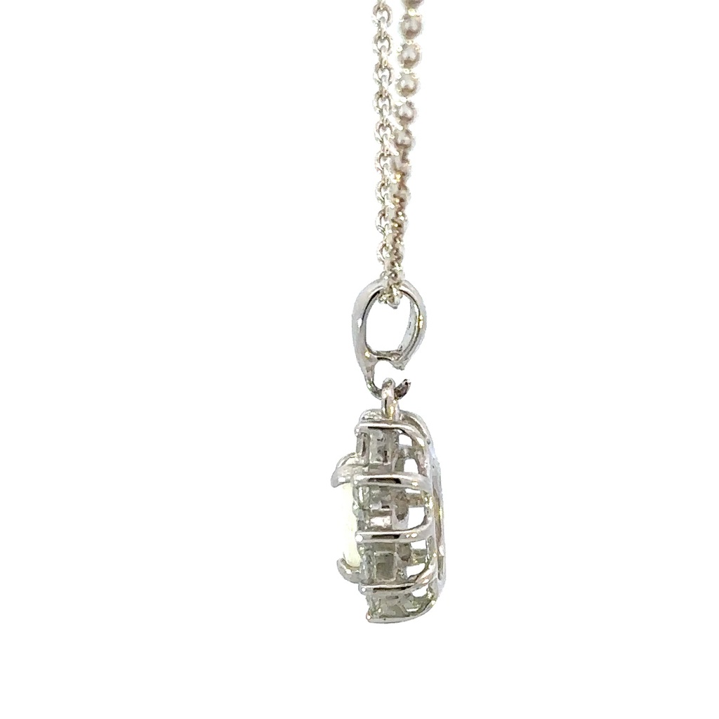 Solid opal and cubic pendant in sterling silver