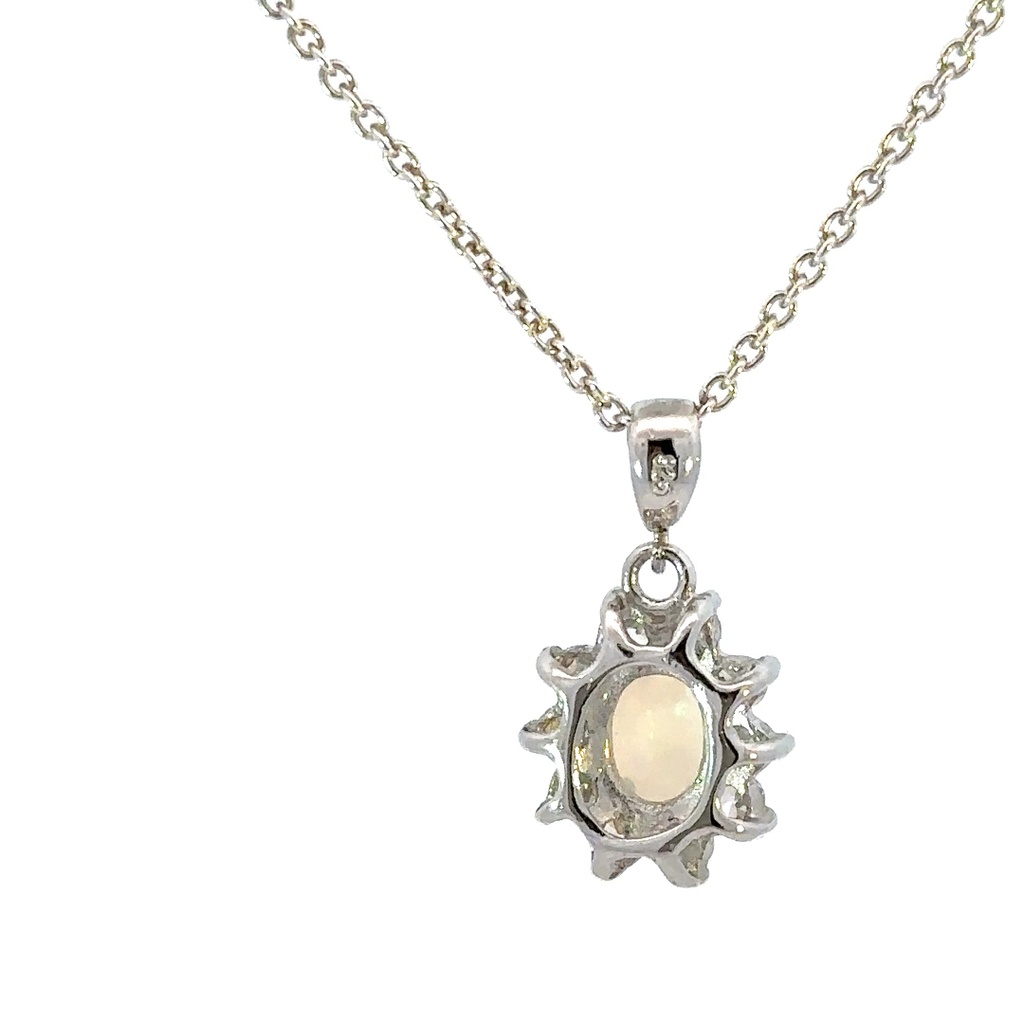 Solid opal and cubic pendant in sterling silver