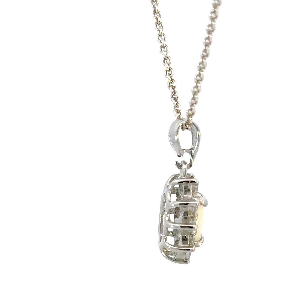 Solid opal and cubic pendant in sterling silver