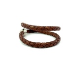 Mens leather wrap bracelet with stainless steel clasp