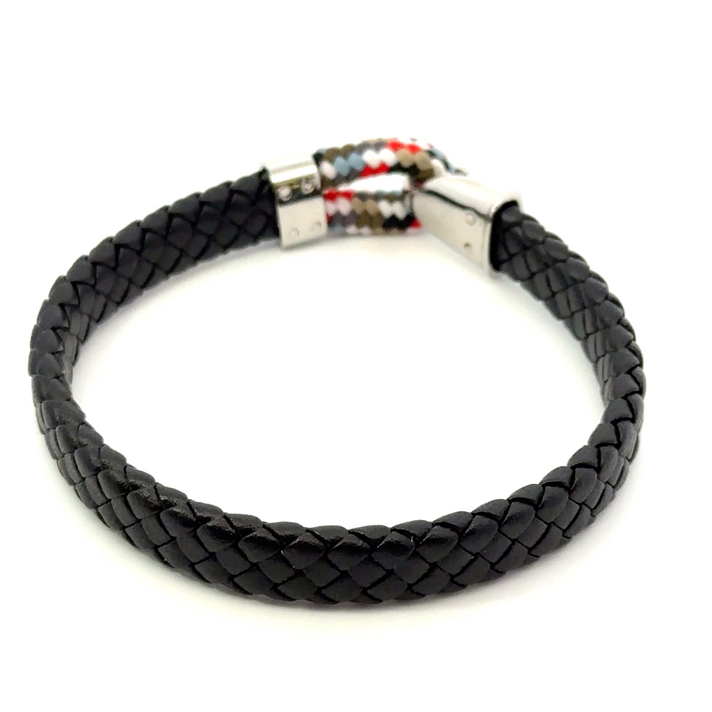 Stainless steel clasp and Italian leather bracelet