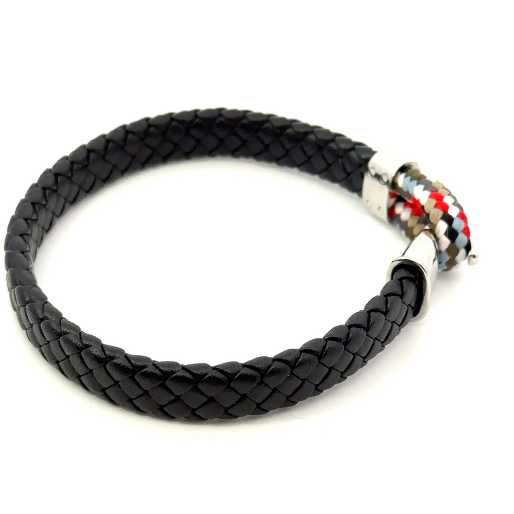 Stainless steel clasp and Italian leather bracelet