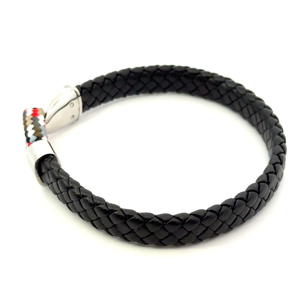 Stainless steel clasp and Italian leather bracelet