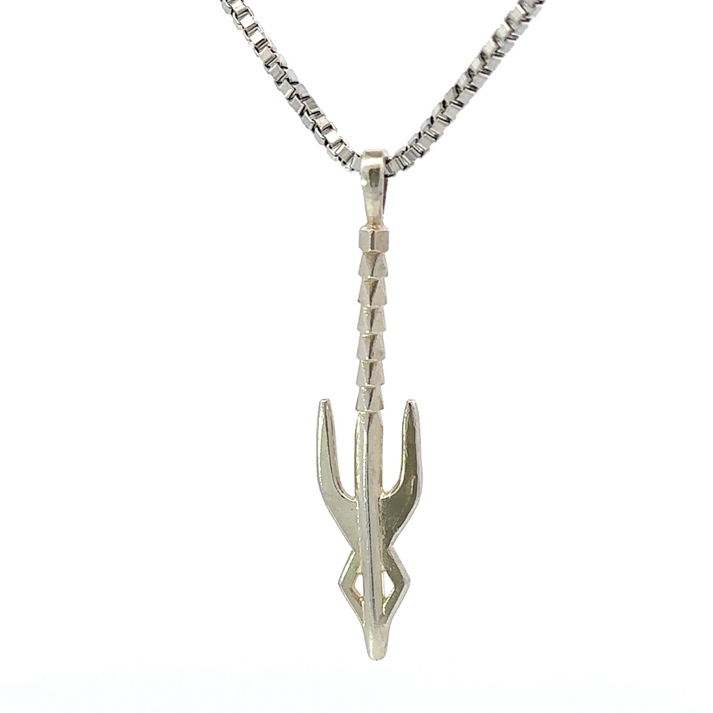 Spearhead tribal silver pendant