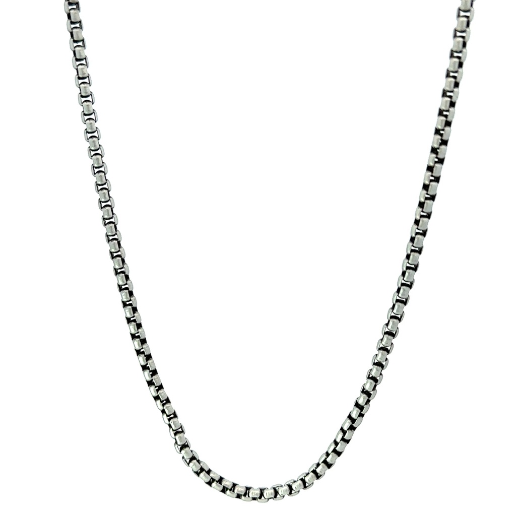 Satin finished stainless steel box chain necklace