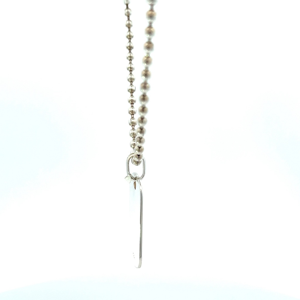 Sterling silver dog tag pendant on ball chain