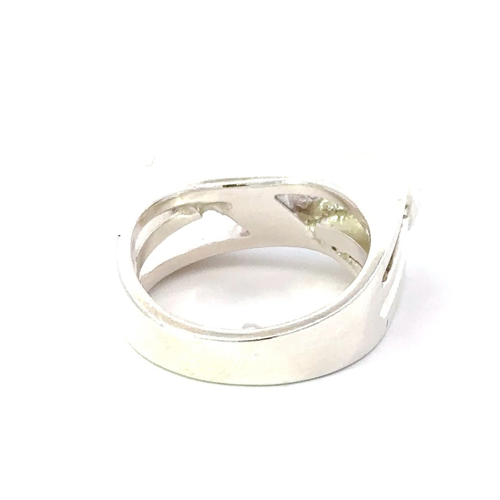 Unique sterling silver ring set with Aussie opal