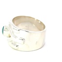 Australian opal in wide sterling silver ring