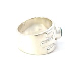 Australian opal in wide sterling silver ring