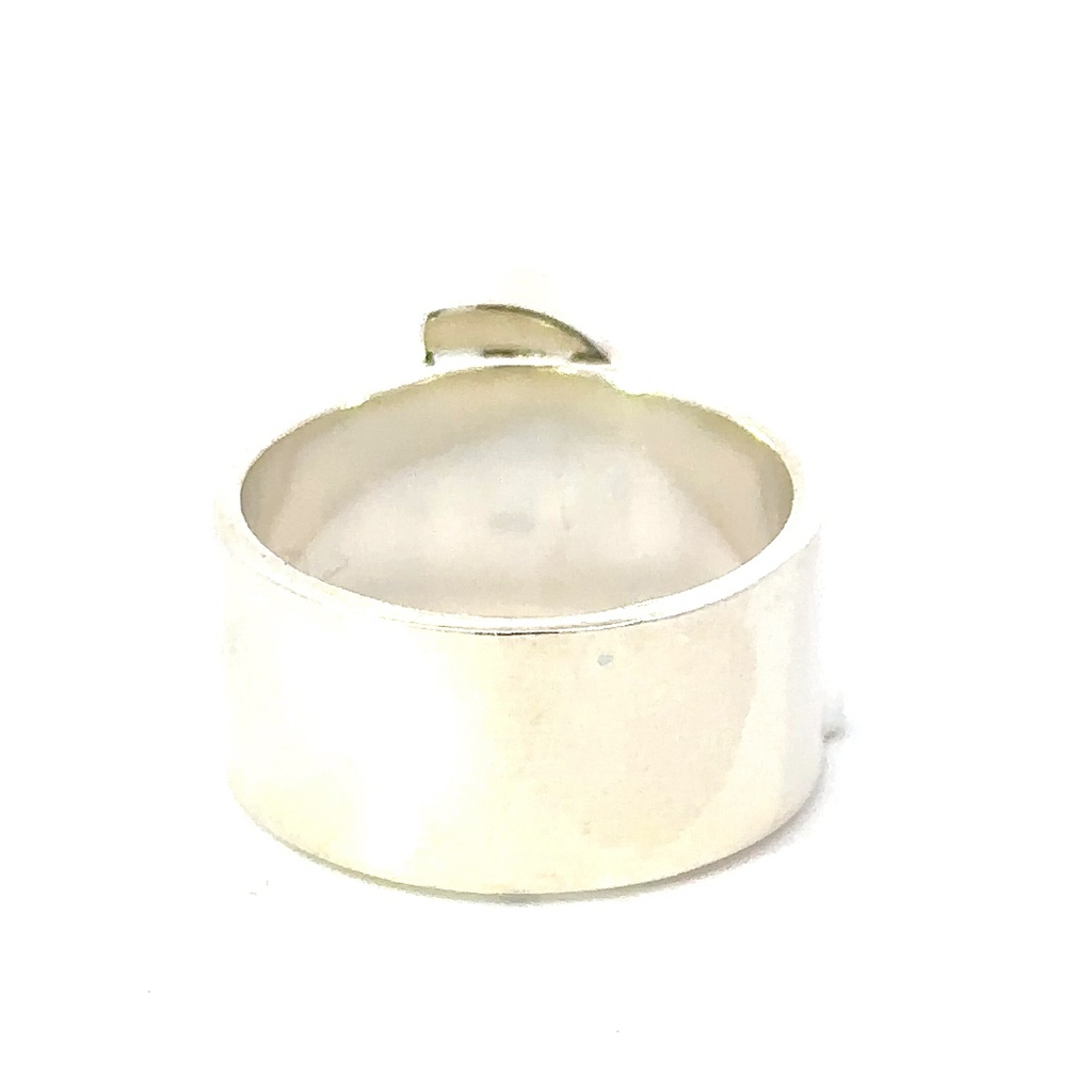 Marquise shaped opal in a wide silver ring