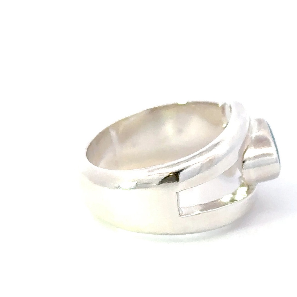 Bright blue opal ring in sterling silver