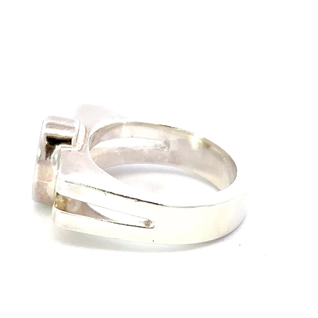 Opal ring in sterling silver double band