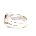 Opal ring in sterling silver double band