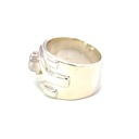 Wide sterling silver ring set with an Aussie opal