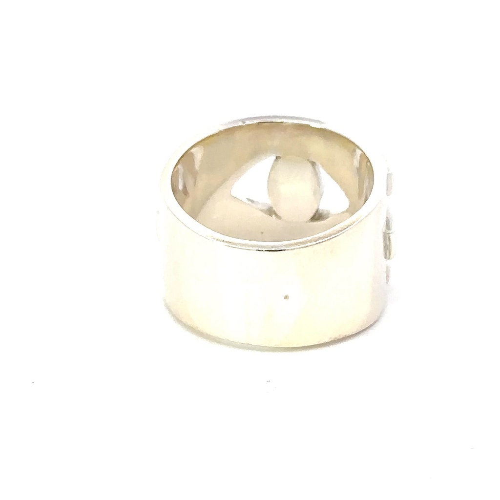 Wide sterling silver ring set with an Aussie opal