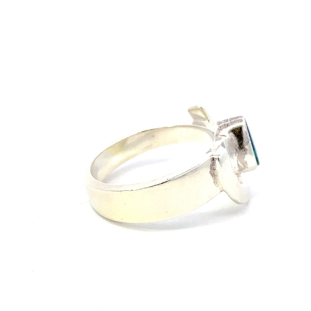 Sterling silver ring set with an Australian blue/green opal