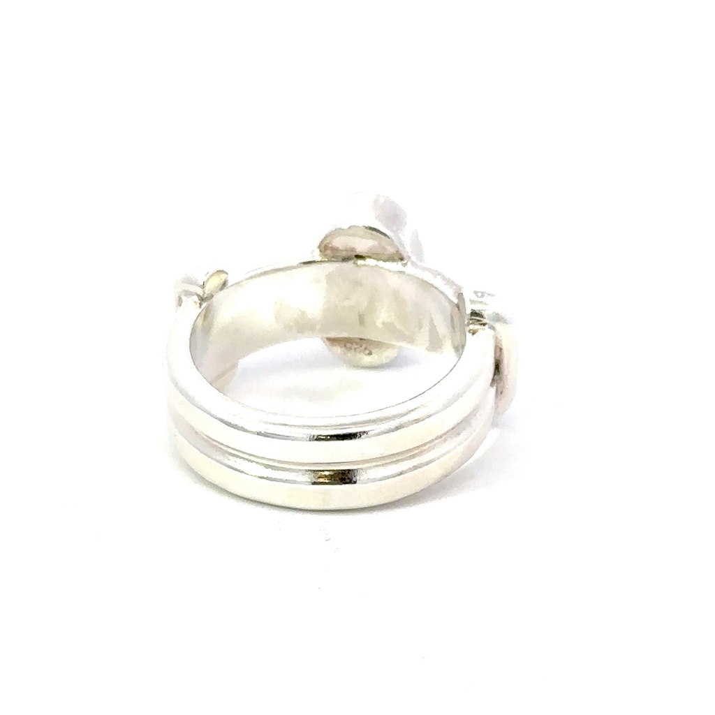 Opal ring in sterling silver with double band
