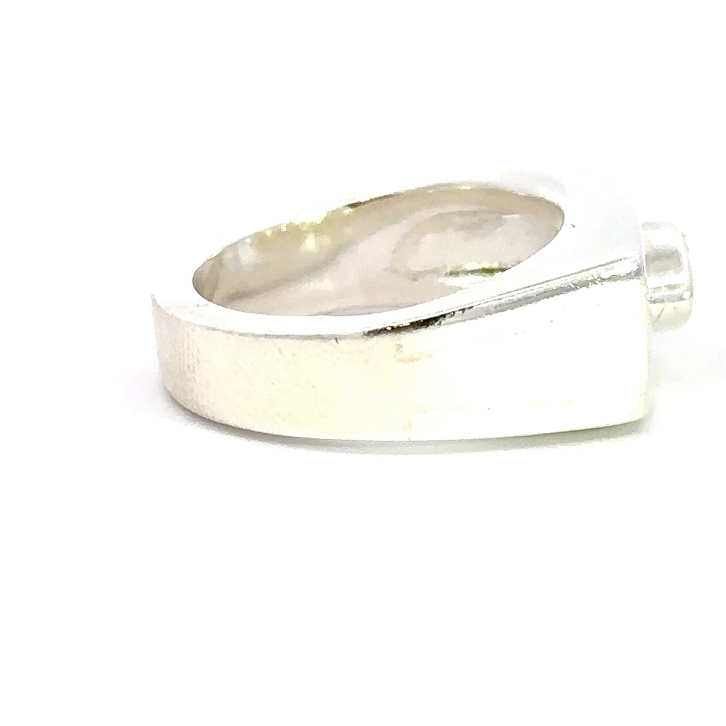 Marquise opal in squared sterling silver ring