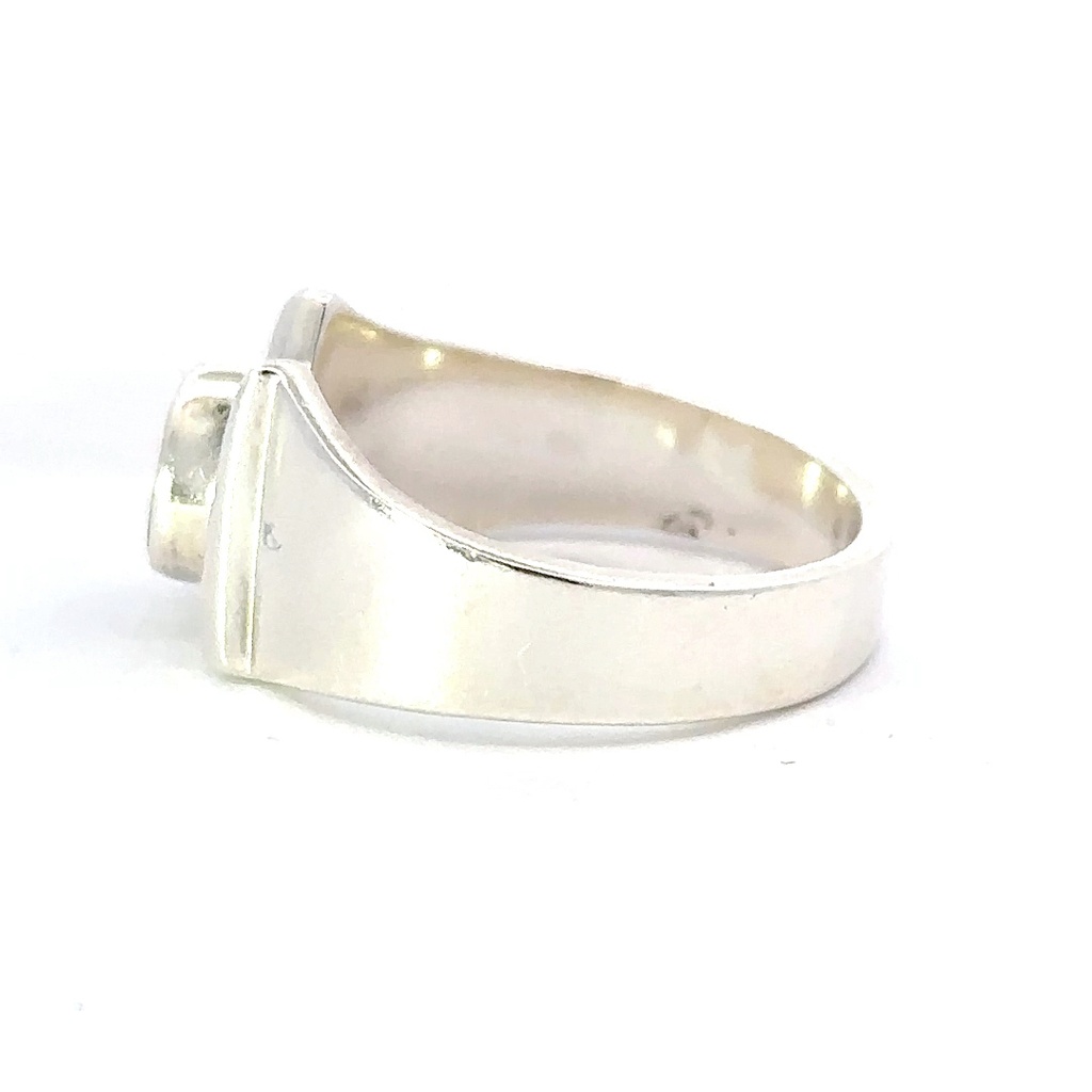 Opal ring with a wide sterling silver band