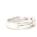 Opal ring set on an angular band in sterling silver