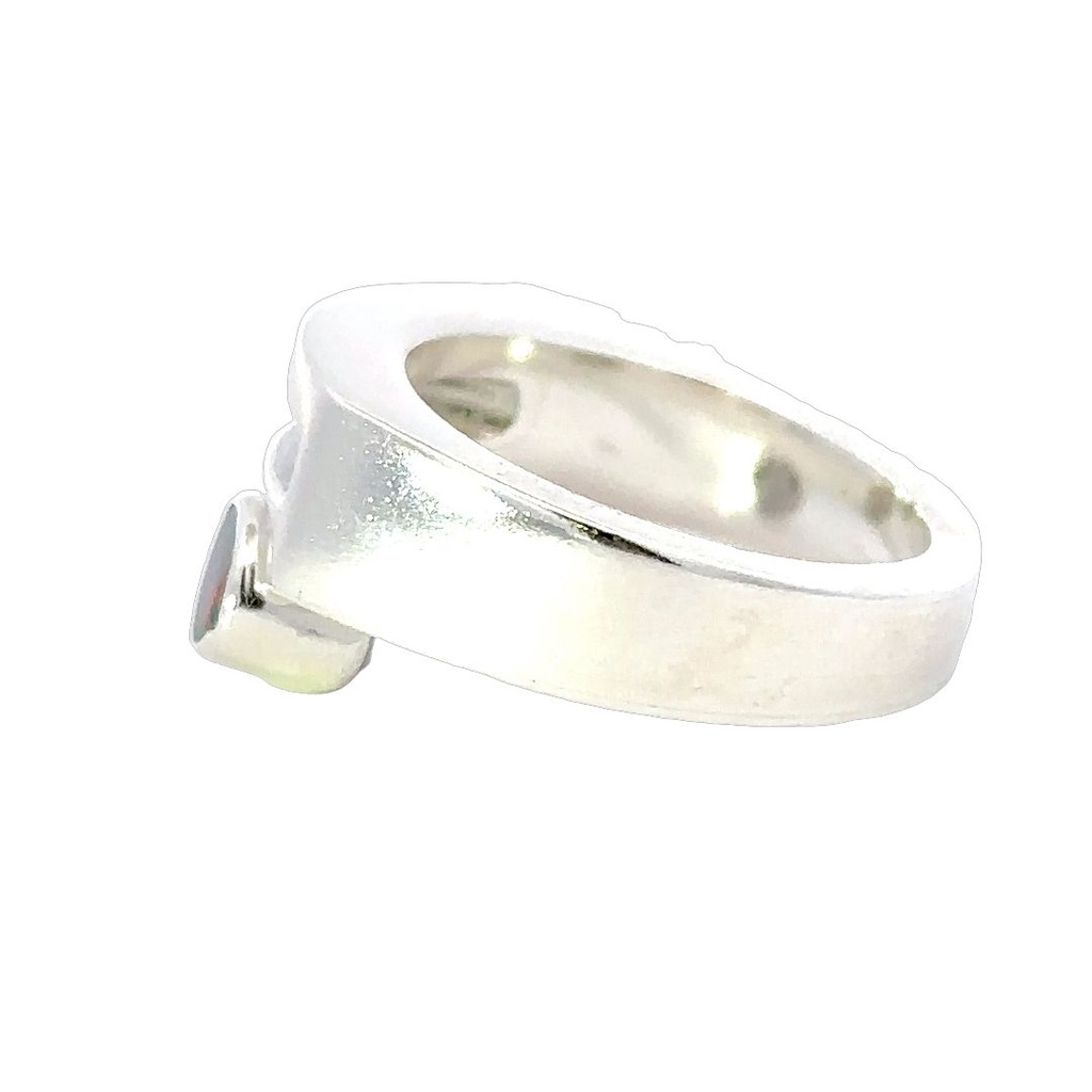 Angular sterling silver ring set with an Aussie opal