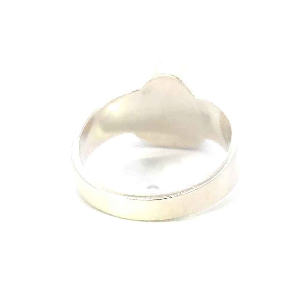 Sterling silver ring set with a colourful opal