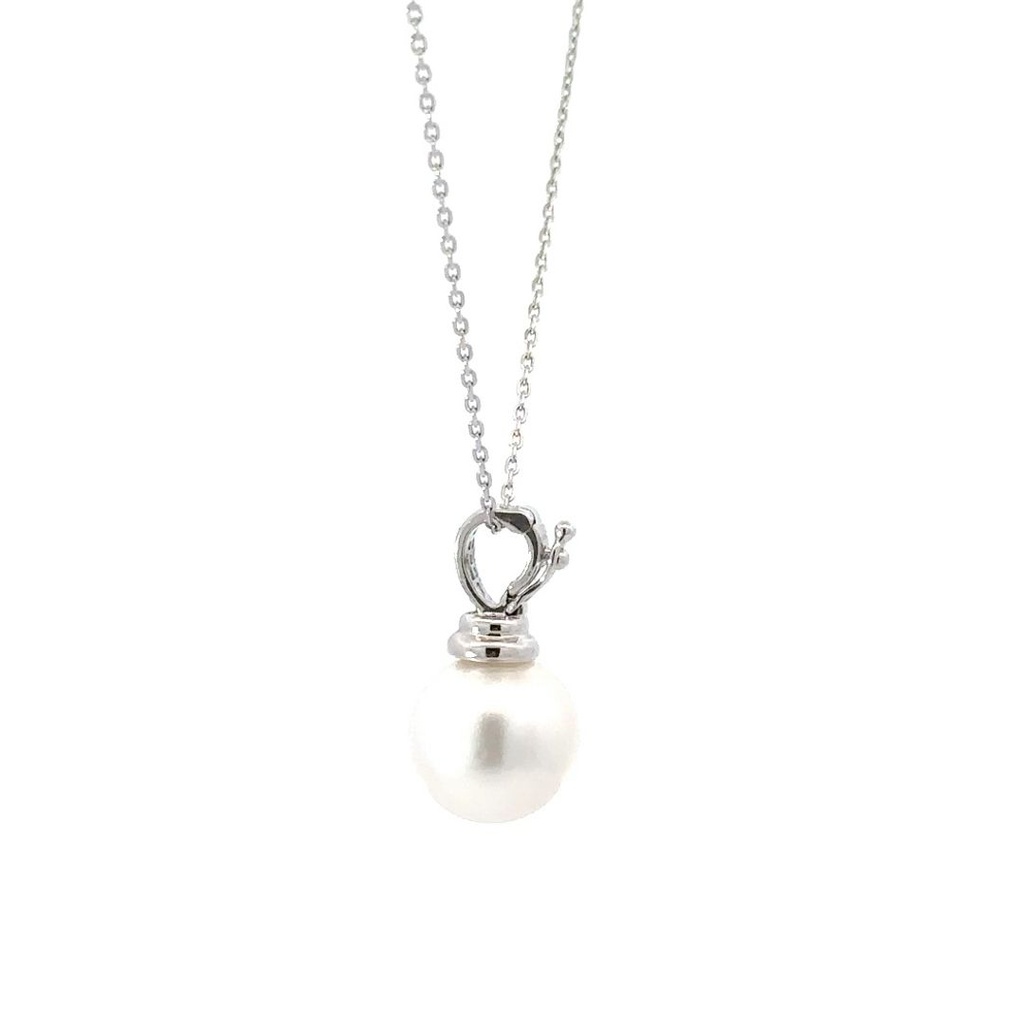 18ct White Gold Pearl & Diamond Enhancer Pendant