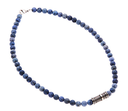 Dumortierite bead necklace with stainless steel centre
