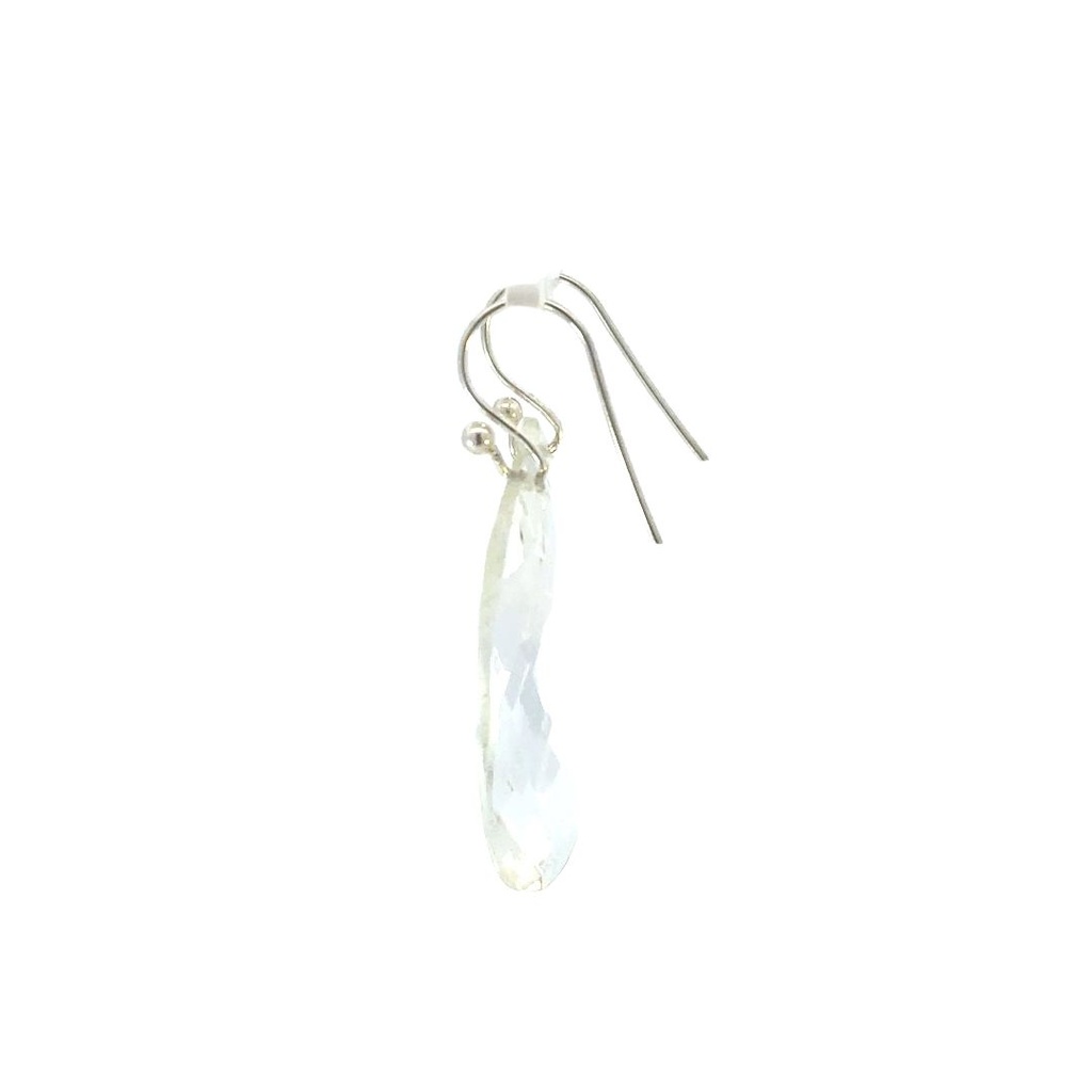 Clear quartz drop earrings on silver hooks