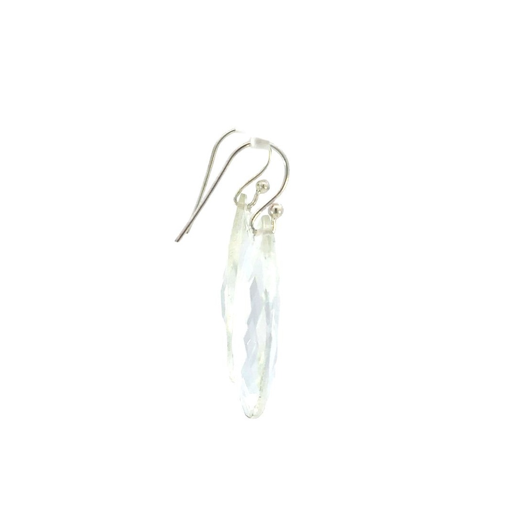 Clear quartz drop earrings on silver hooks