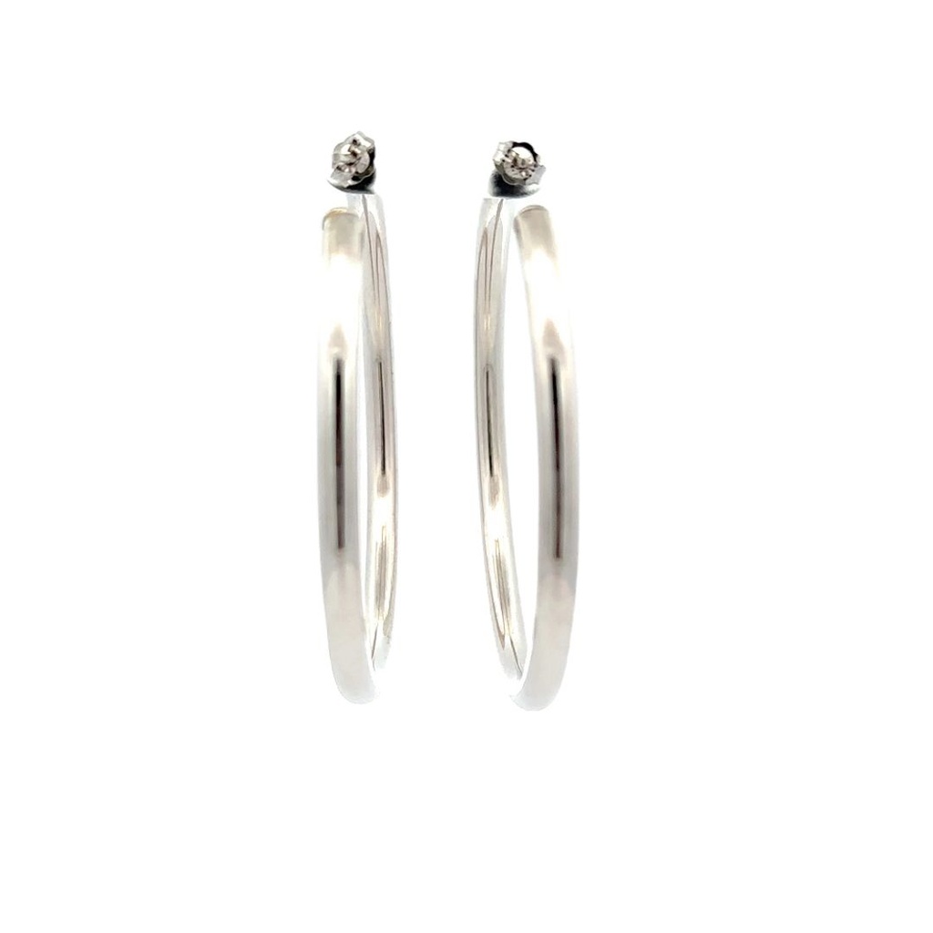 Sterling Silver Large Tube Hoop Earrings