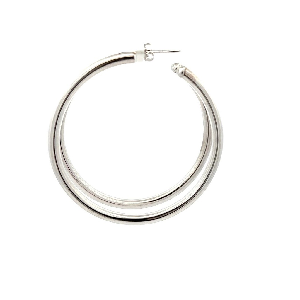 Sterling Silver Large Tube Hoop Earrings
