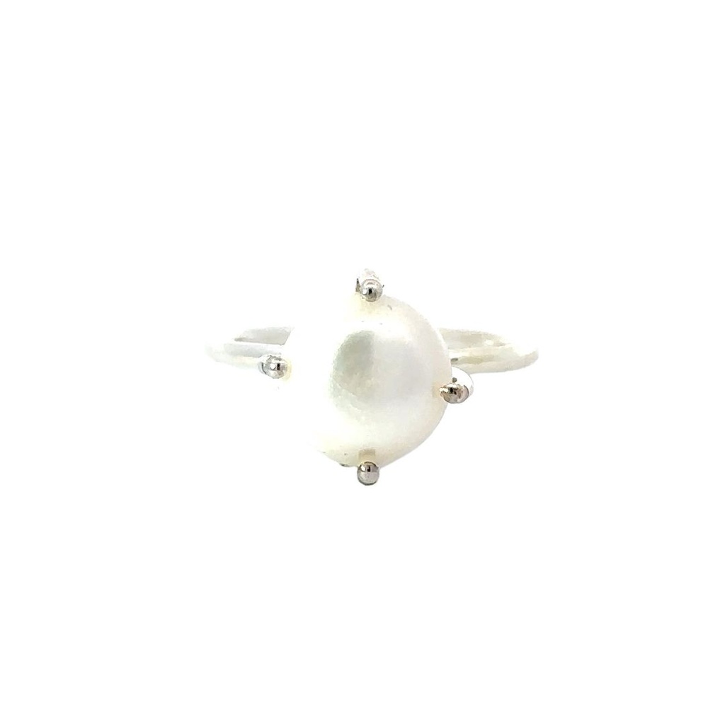 Freshwater pearl ring in a four claw sterling silver setting