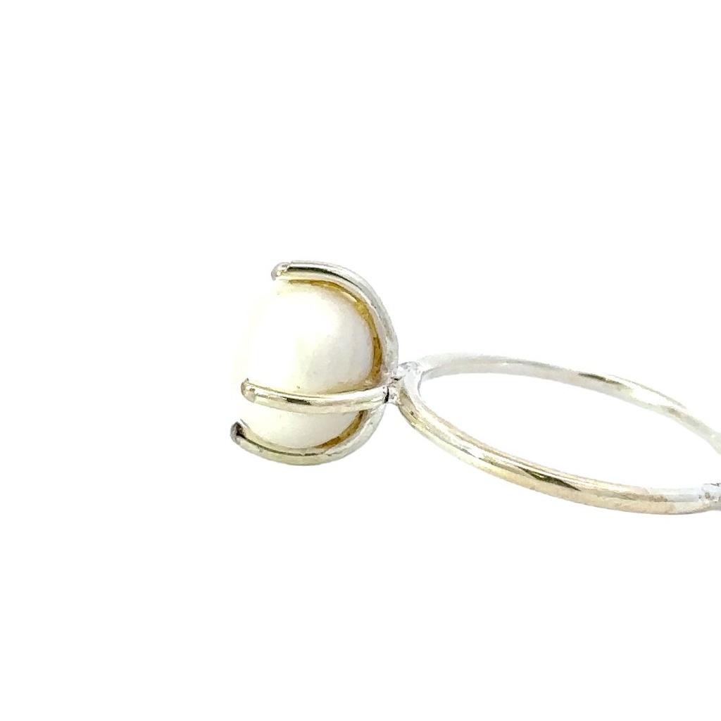 Freshwater pearl ring in a four claw sterling silver setting