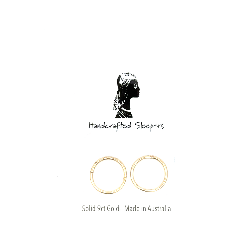 9K yellow gold sleeper hoop earrings