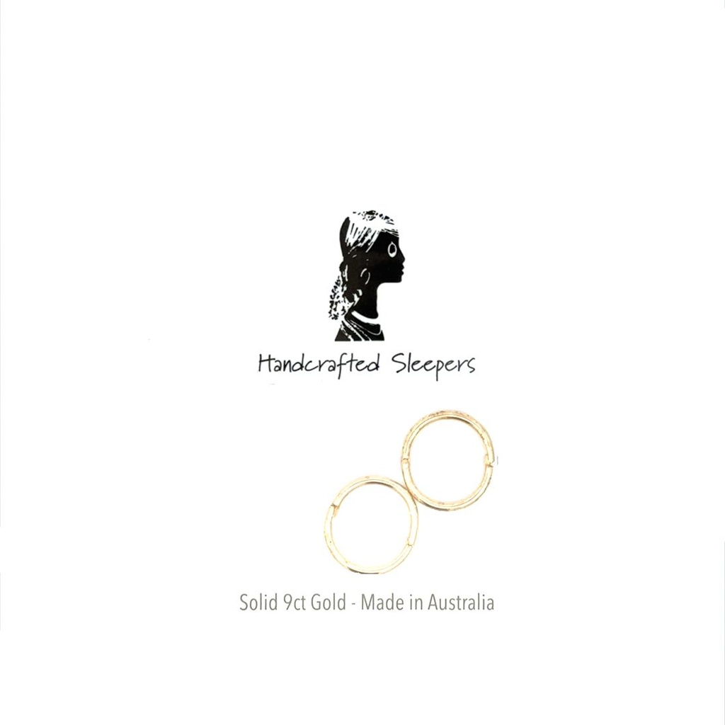 9K yellow gold 12mm oval sleeper hoops