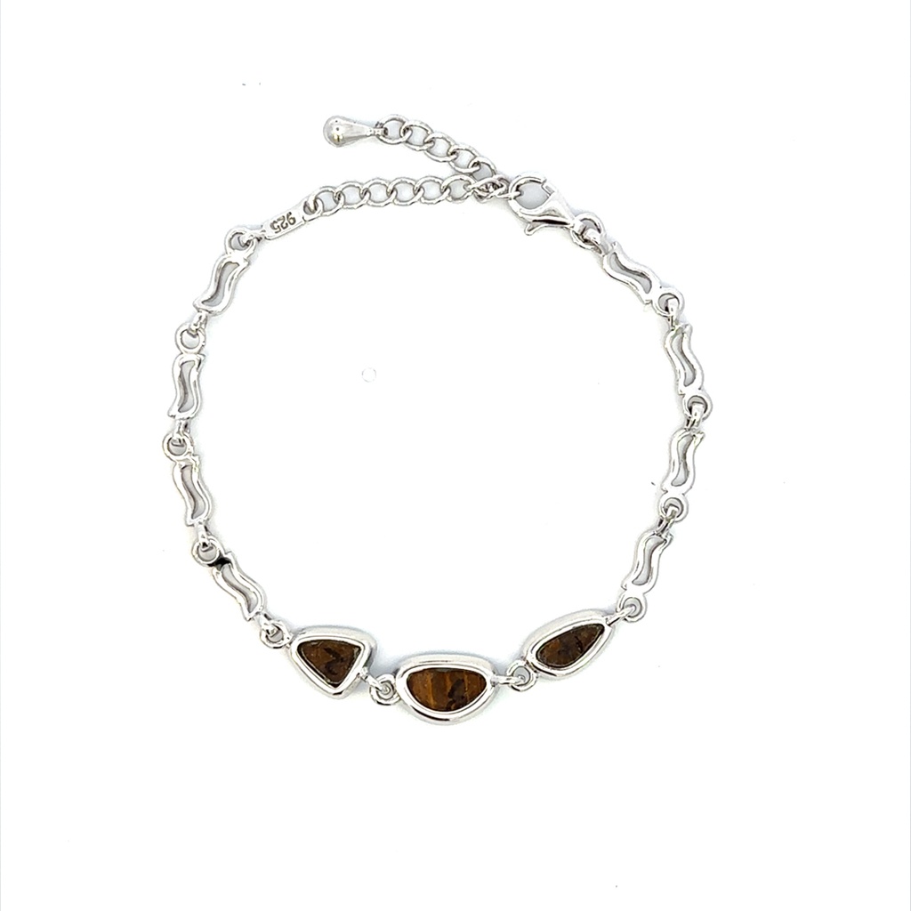 Vibrant doublet opals set in a sterling silver bracelet
