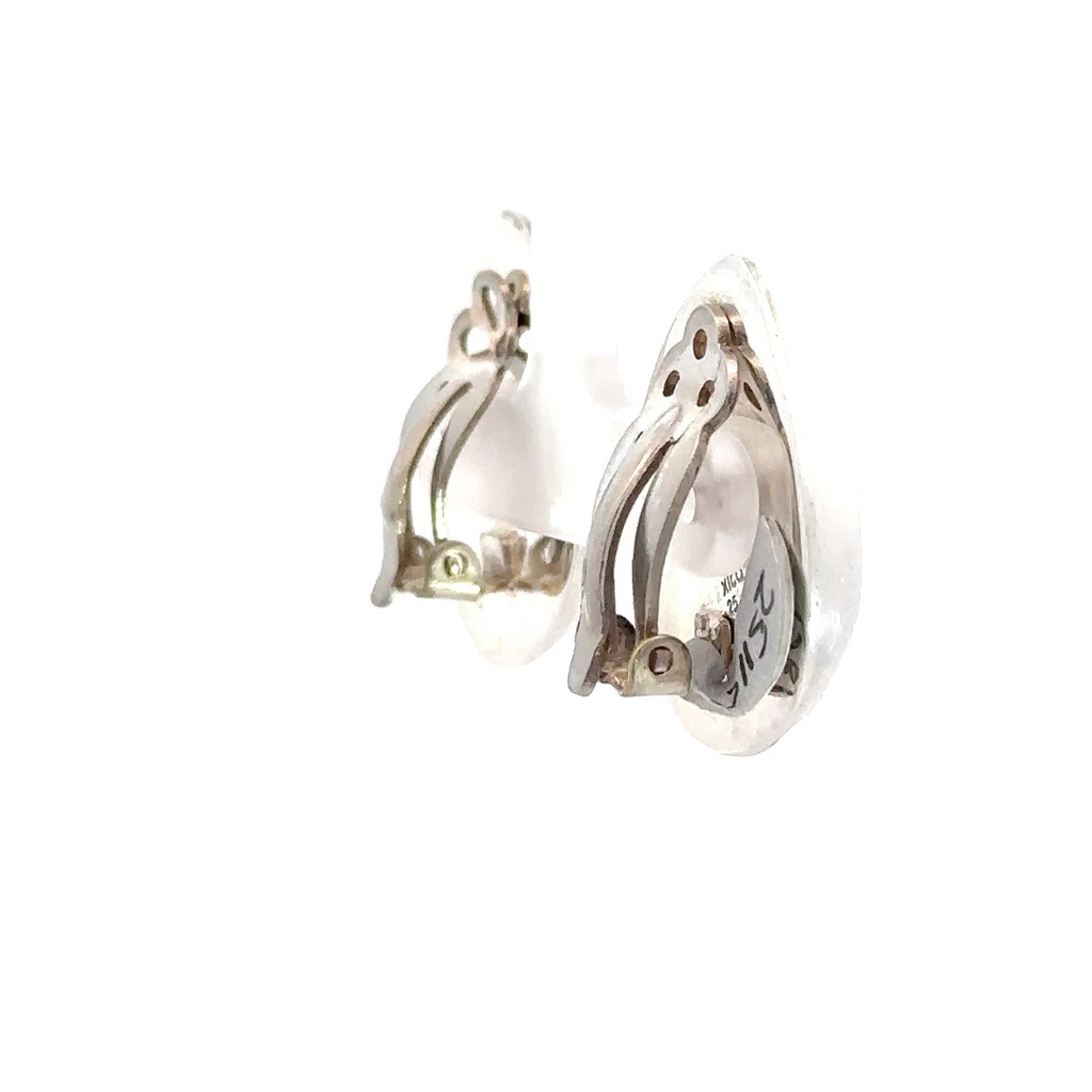 Sterling Silver Large Tear Shape Clip-on Earrings
