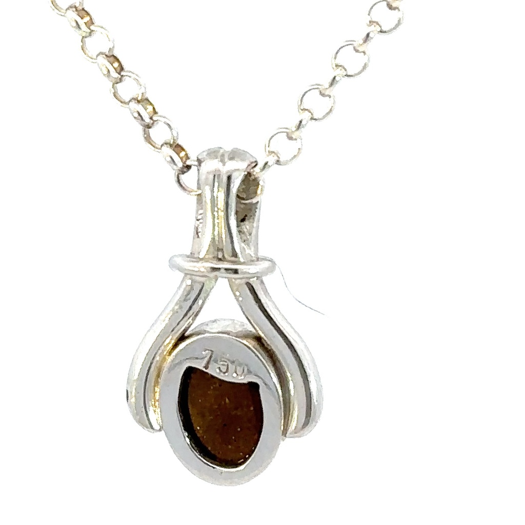 Striking 18K white gold opal pendant