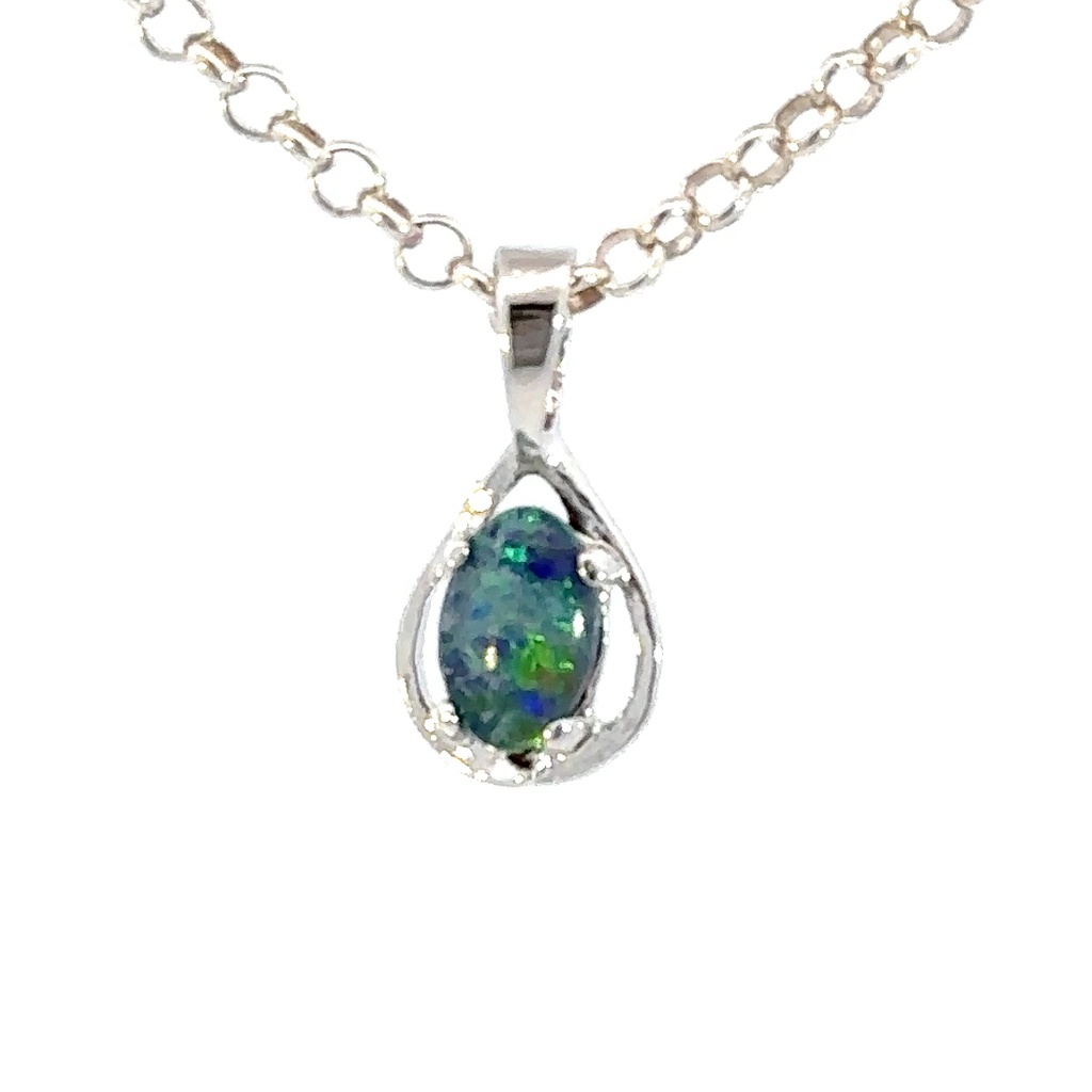Delicate triplet opal pendant in silver