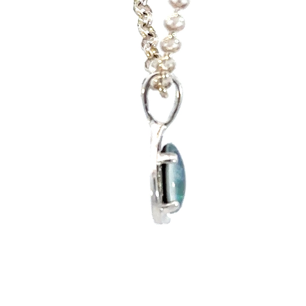 Delicate triplet opal pendant in silver