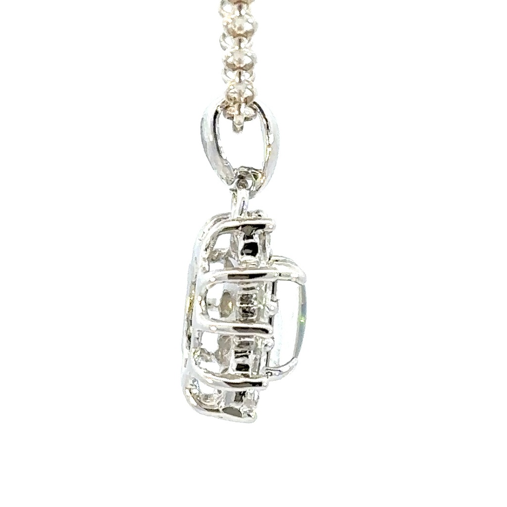 Australian triplet opal pendant in silver with cubic halo