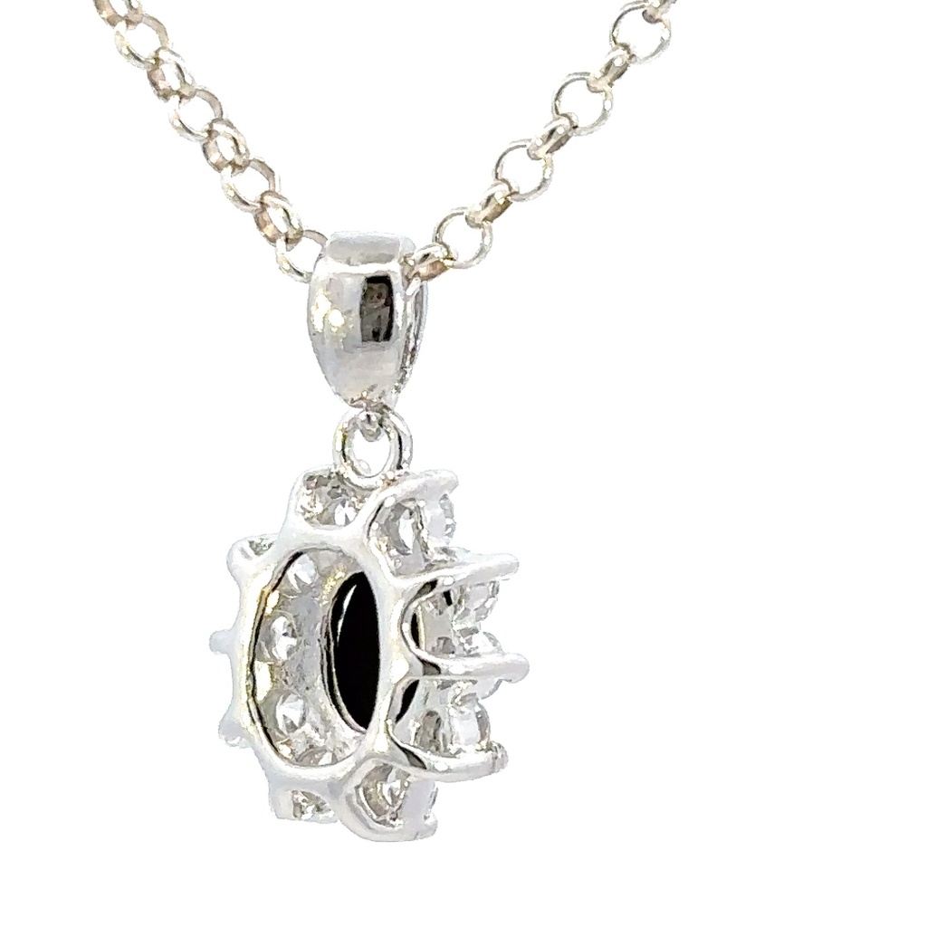Triplet Aussie opal pendant & cubic halo in silver