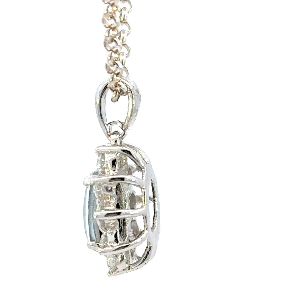 Australian opal triplet and cubic halo pendant in silver